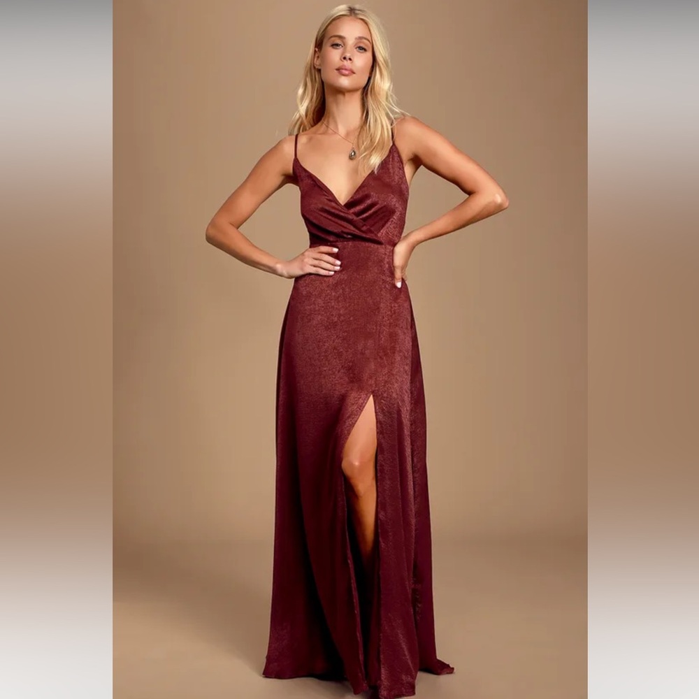 Constantine Burgundy Satin Maxi Dress